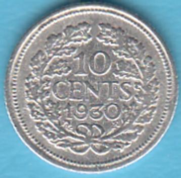 Nederland 10 cent 1930 Wilhelmina zilver, Sch. 904  beschikbaar voor biedingen