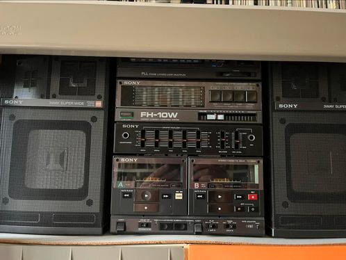 Vintage Sony FH-10W stereo APM-108 speakers hifi mini system, Audio, Tv en Foto, Stereo-sets, Niet werkend, Cassettedeck, Tuner of Radio