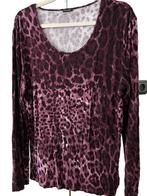 GC Fontana shirt top braamrood animalprint leo maat 42, Kleding | Dames, GC Fontana, Verzenden, Maat 42/44 (L), Zo goed als nieuw
