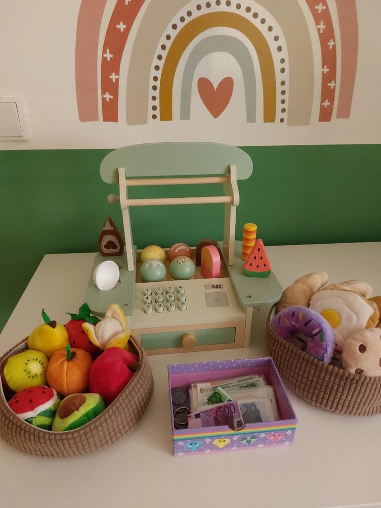Speelgoed Winkelset: Kassa, Fruit & Broodjes, Kinderen en Baby's, Speelgoed | Educatief en Creatief, Ophalen, Zo goed als nieuw