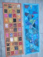 TAFELLOPER 2 stuks 1.50x50 cm 1x blauw 1x lichtbruin gaaf, Antiek en Kunst, Ophalen of Verzenden