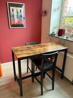 Eetkamerset: Stoere bartafel incl. krukken, Huis en Inrichting, Tafels | Eettafels, Ophalen, Gebruikt, 100 tot 150 cm, Tot twee personen