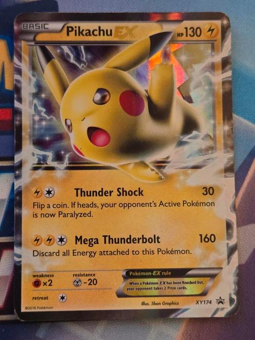 Pikachu EX XY174 Black Star Promo - LP, Hobby en Vrije tijd, Verzamelkaartspellen | Pokémon, Gebruikt, Losse kaart, Ophalen of Verzenden