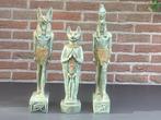 3 Egyptische Beelden - Anubis, Bastet, Horus, Antiek en Kunst, Ophalen