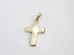 14 Karaat Brede Gouden Kruis Hanger, Ophalen of Verzenden, Zo goed als nieuw, Kruis of Symbool, Goud