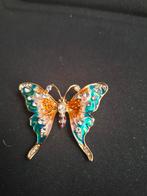 Vintage vlinder broche met strass, Overige materialen, 4 tot 7 cm, Overige kleuren, Nieuw