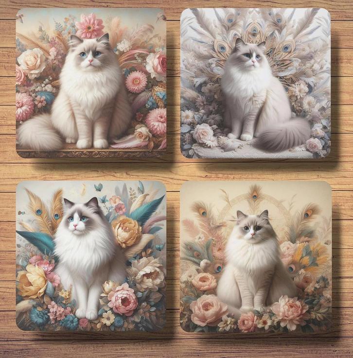 Ragdoll Barok stijl onderzetters met houder, Huis en Inrichting, Woonaccessoires | Onderzetters, Nieuw, Glas of Kopje, Ophalen of Verzenden