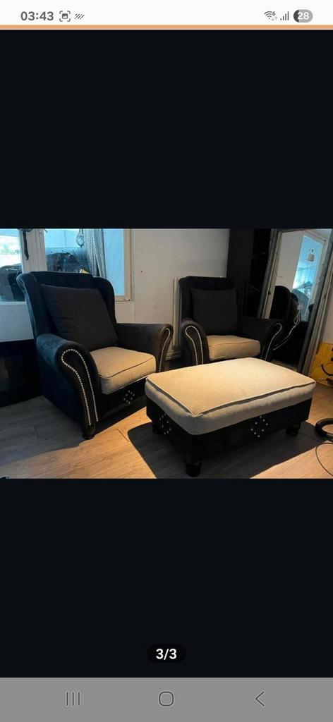 2 Luxe Fauteuils + Hocker - Zo Goed Als Nieuw!, Huis en Inrichting, Fauteuils, Zo goed als nieuw, 50 tot 75 cm, 75 tot 100 cm