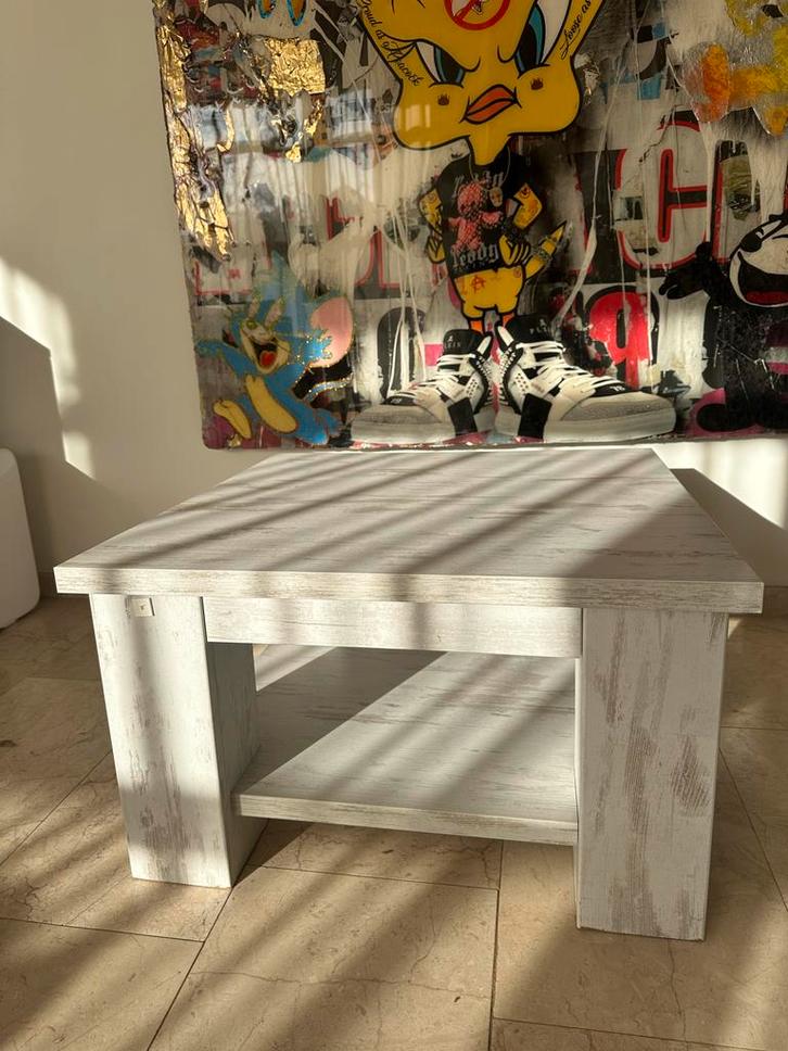 Salontafel 60x60 - White Off Style met Onderblad, Huis en Inrichting, Tafels | Statafels, Gebruikt, Ophalen of Verzenden