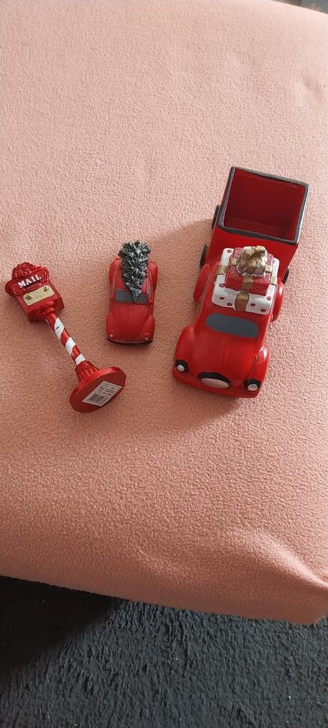 Kerstbeelden/decoratie - Auto's en Brievenbus, Diversen, Kerst, Gebruikt, Ophalen of Verzenden