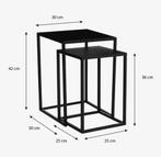 Mica decorations goa bijzettafel set metaal zwart, Huis en Inrichting, Minder dan 45 cm, Minder dan 55 cm, Metaal of Aluminium