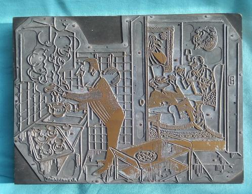 DRUKPLAAT PRINTPLAAT 1960s ANDRE TOUSSAINT (1923-2006) THEE, Antiek en Kunst, Curiosa en Brocante, Verzenden
