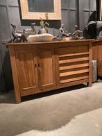 Vintage teakhouten dressoir met lades en deurtjes, 150 tot 200 cm, Teakhout, Ophalen of Verzenden, Zo goed als nieuw