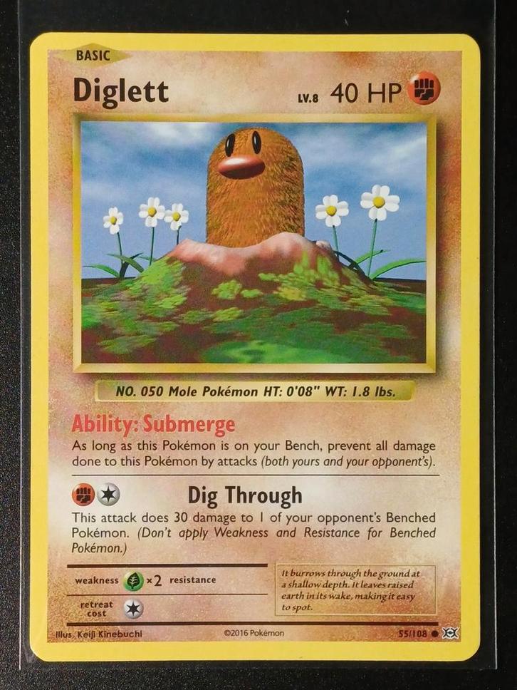 Diglett 55/108 Evolutions Pokémonkaart, Hobby en Vrije tijd, Verzamelkaartspellen | Pokémon, Gebruikt, Losse kaart, Foil, Ophalen of Verzenden
