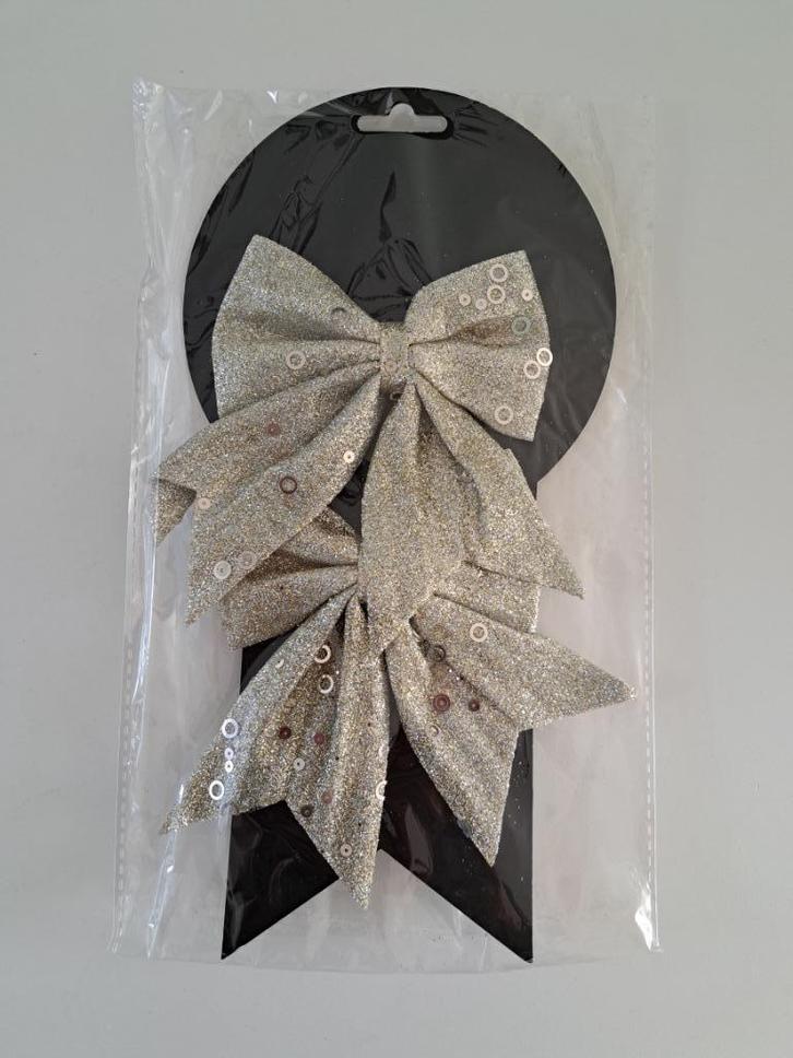 Feestartikel strik goudkleurig met glitters - geheel NIEUW, Hobby en Vrije tijd, Feestartikelen, Nieuw, Feestartikel, Kerst of Sinterklaas