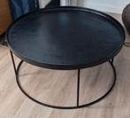 Metalen zwarte salontafel (88 cm X 41 cm hoog), Ophalen, 50 tot 100 cm, Rond, 50 tot 100 cm