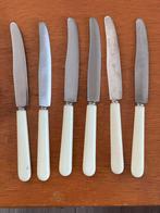 Vintage 6 fruitmesjes met crèmekleurig handvat, Ophalen of Verzenden, Gebruikt, Rvs of Chroom, Los bestek