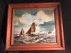 Schilderij P. Reniers - Boten op Zee, Antiek en Kunst, Kunst | Schilderijen | Klassiek, Ophalen of Verzenden