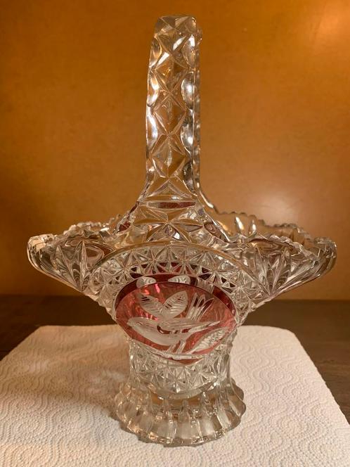 Vintage Hofbauer, lood kristallen mand met robijnrode vogels, Antiek en Kunst, Antiek | Glas en Kristal, Ophalen of Verzenden
