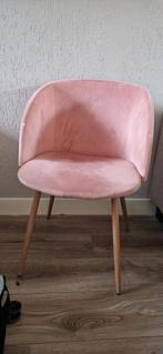 4 velvet roze eetkamerstoelen, Huis en Inrichting, Stoelen, Ophalen, Hout, Gebruikt, Overige kleuren