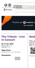 Tribute of the bands Ziggo Dome 17 april 3 kaartjes, Drie personen of meer, April