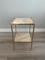 Vintage Bijzettafel Marmer & Messing - 33x33x60cm, Huis en Inrichting, Tafels | Bijzettafels, Ophalen, Minder dan 55 cm, Gebruikt