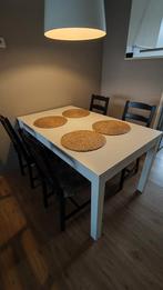 Bjursta Ikea eettafel uitschuifbaar en 4 stoelen gratis, Huis en Inrichting, Ophalen, Gebruikt, 50 tot 100 cm, 150 tot 200 cm