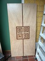 Tafel/bureau blad hand gemaakt multiplex met hardhout figuur, Huis en Inrichting, Tafels | Eettafels, Ophalen, Gebruikt, Overige materialen