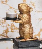 Nieuw, MOUSE ON A BOOK, waxinelichthouder, goudkleurig, Huis en Inrichting, Woonaccessoires | Kandelaars en Kaarsen, Kunststof