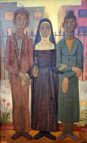 == de visite ==gesigneerd == 130 x 90 cm == beschikbaar voor biedingen