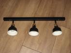 3 SPOTS OP RAIL - MATZWART - MESSING - Z.G.A.N., Ophalen, Metaal of Aluminium, Zo goed als nieuw, Led