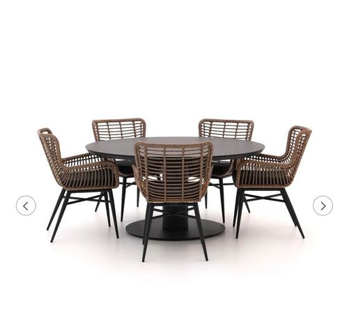 Ronde tuintafel en 5 stoelen tuinset 6-delig van Kees Smit, Tuin en Terras, Tuinsets en Loungesets, Zo goed als nieuw, Tuinset