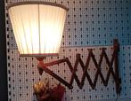 vintage schaarlamp -houten leeslamp -harmonica wandlamp 60s, Ophalen of Verzenden, Gebruikt, Overige materialen, Hollands vintage design  - fifties  - sixties