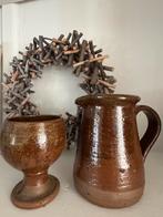 Keramiek Wijn beker en Kan van pottenbakker., Antiek en Kunst, Antiek | Keramiek en Aardewerk, Ophalen of Verzenden