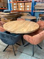 Complete eetkamerset 5 persoons rond 140 cm diameter, Ophalen of Verzenden