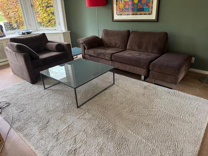 Zitbank combinatie met salon-en bijzettafel, Huis en Inrichting, Banken | Bankstellen, Zo goed als nieuw, Rechte bank, Tweepersoons