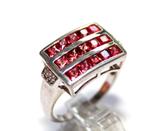 Schitterende Sterling Zilver Granaten & Diamanten Ring, Ophalen of Verzenden, Zilver, Ring, Met edelsteen