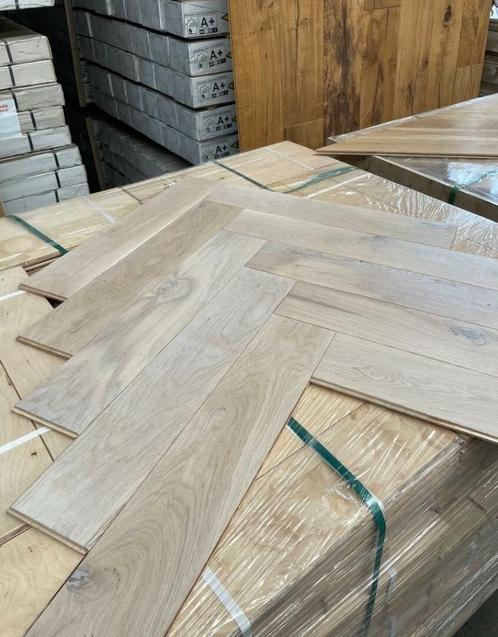 WEEKAANBIEDING! EIKEN VISGRAAT PARKET KANT & KLAAR GEOLIED O, Huis en Inrichting, Stoffering | Vloerbedekking, Nieuw, Parket, Wit