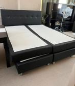 Zwart Leer boxspring160x200 (excl matras), Ophalen, Gebruikt, Zwart, Tweepersoons