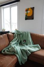 Vintage 100% wollen deken Sole Mio 220x240 | Groen, Ophalen of Verzenden, Zo goed als nieuw