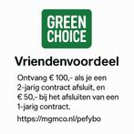 Greenchoice 100 euro korting, Tickets en Kaartjes, Kortingen en Cadeaubonnen, Eén persoon, Cadeaubon