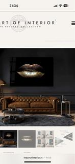 Golden Lips Plexiglas Schilderij 80x200cm, Huis en Inrichting, Woonaccessoires | Schilderijen, Tekeningen en Foto's, Ophalen, 50 tot 75 cm