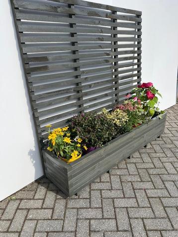 Grote houten plantenbak  180x40x36 met optie klimrek 176cm! beschikbaar voor biedingen