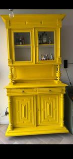 Buffetkast, unieke blikvanger met prachtig houtsnijwerk!, Ophalen, Gebruikt, 100 tot 150 cm, Gele kast, Eiken kast, Buffetkast, Servieskast