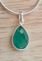 Zilveren kettinghanger met Groene Onyx, Nieuw, Ophalen of Verzenden, Met edelsteen, Groen