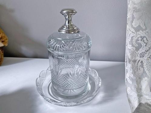 Kristallen Marmeladepot met Zilveren Knop, Antiek en Kunst, Antiek | Goud en Zilver, Zilver, Ophalen of Verzenden