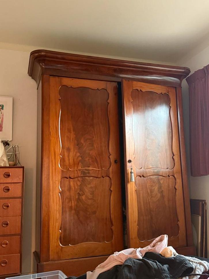 Mahonie Biedermeier Kast 1.75b x 2.30h, Huis en Inrichting, Kasten | Kledingkasten, Gebruikt, 150 tot 200 cm, 100 tot 150 cm, 50 tot 75 cm