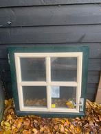 Hardhouten Dubbele Deur met Glas, Doe-het-zelf en Verbouw, Deuren en Horren, Ophalen, Gebruikt, 80 tot 100 cm, Buitendeur