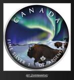 zilver munt Maple leaf WOOD BUFFALO POLAR LIGHTS 2020 1 oz, Ophalen of Verzenden, Zilver