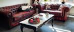 Chesterfield Bankstel Set - Leer, Huis en Inrichting, Ophalen, Gebruikt, 75 tot 100 cm, Leer